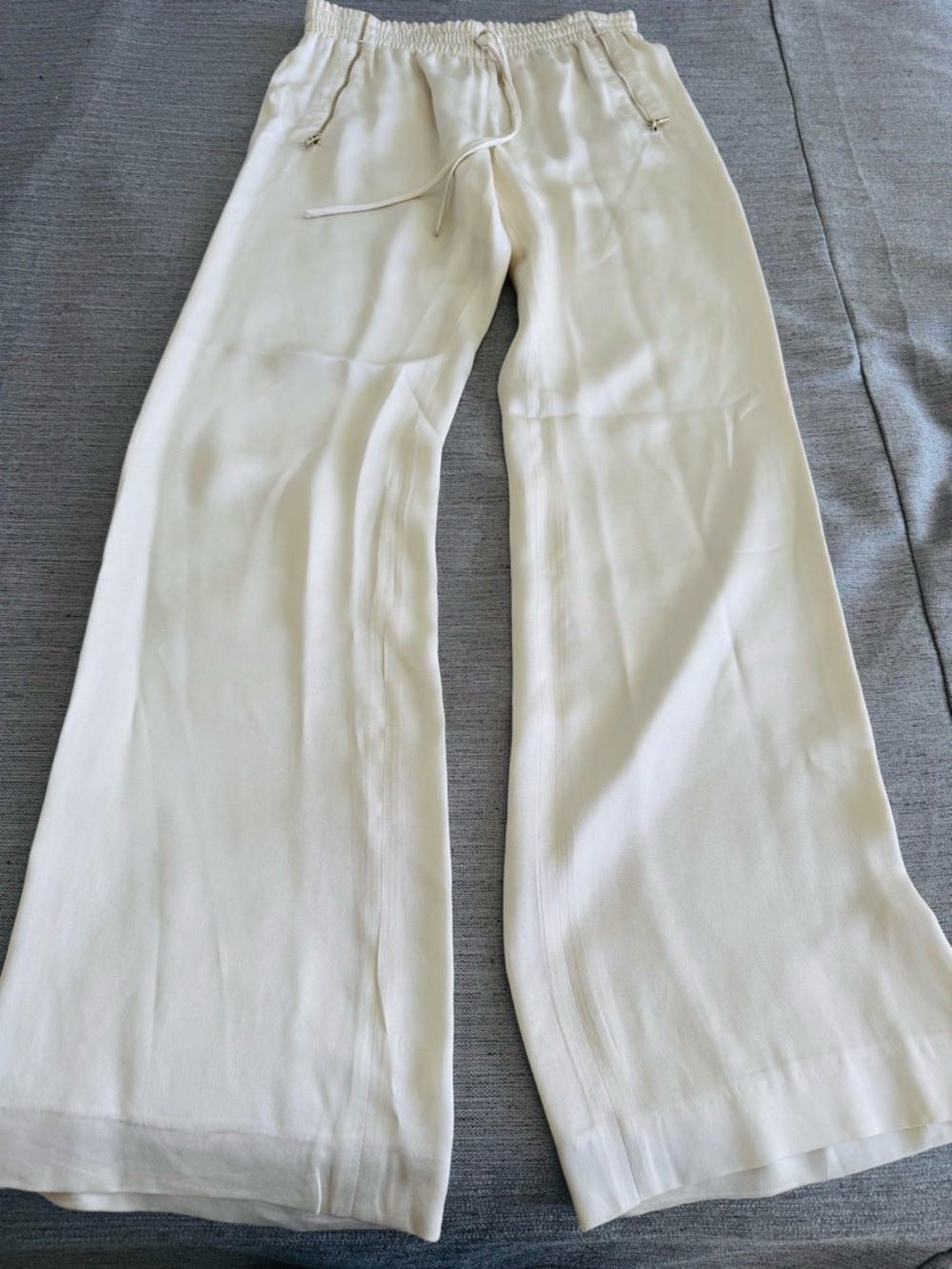 SCHUMACHER Women's Wide Leg Drawstring Pants in Cream, 100% Viscose, S